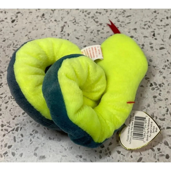 TY Hissy Blue Green Snake Beanie Baby w/ Several Rare Errors, 1997 - Picture 2 of 6